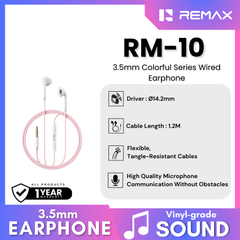REMAX - RM-10 3.5mm Colorful Series Wired Earphone - Pink