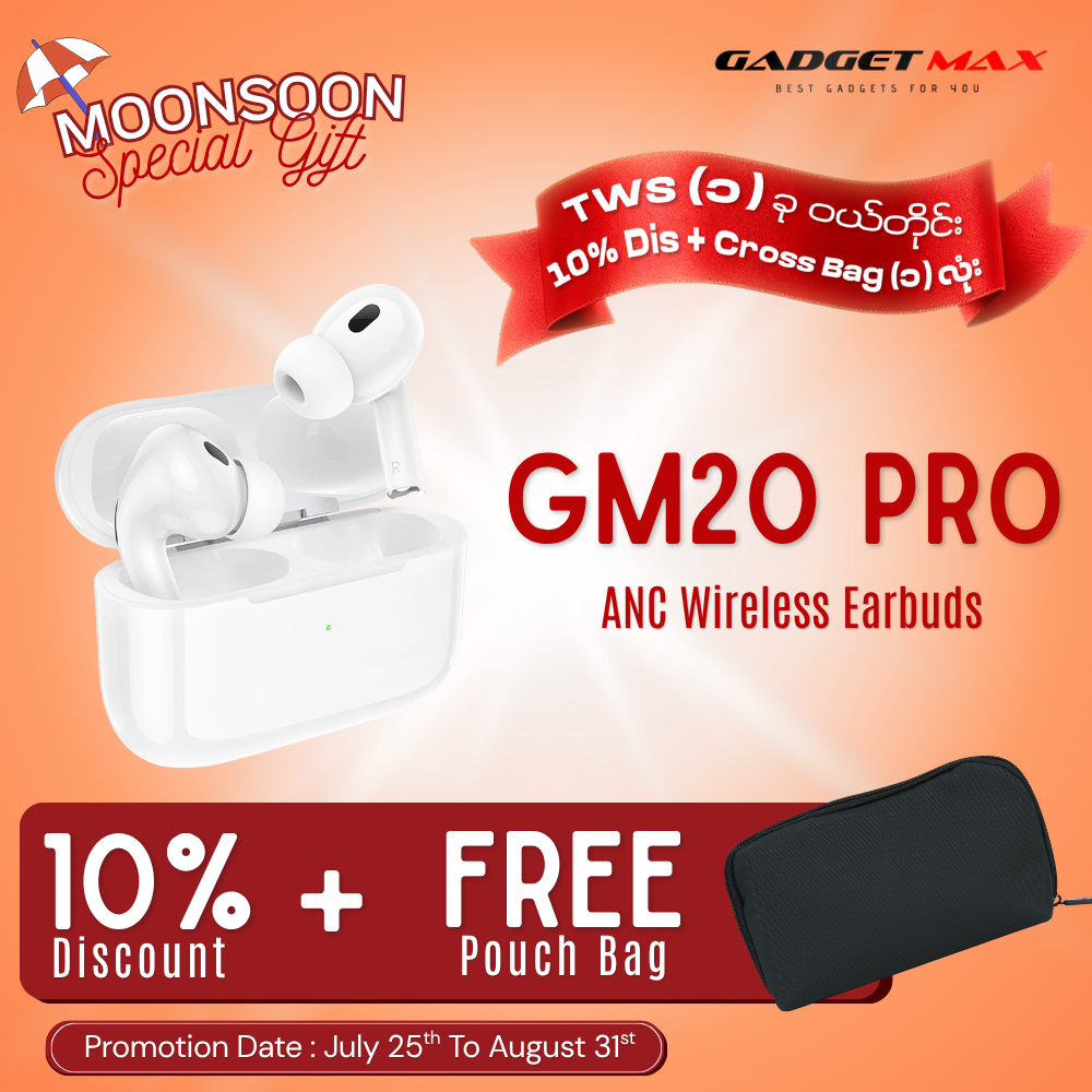 GADGET MAX GM20 PRO ANC Bluetooth Wireless Earbuds - White