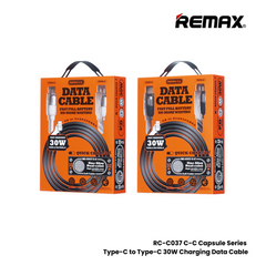 REMAX RC-C037 C-C Capsule Series 30W Type-C to Type-C fast Charging Data Cable - White