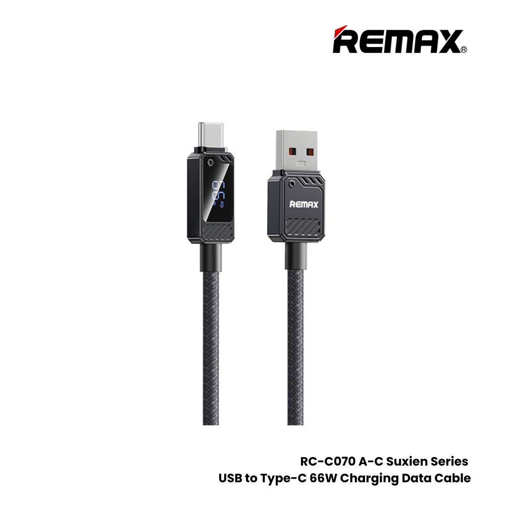 REMAX RC-C070 Suxien Series 66W USB to Type-C  Fast Charging Data Cable - Black