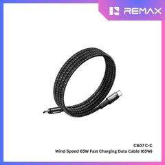 REMAX - CB07 C-C Wind Speed 65W Fast Charging Data Cable - Black