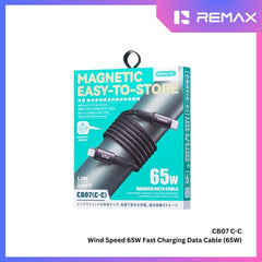 REMAX - CB07 C-C Wind Speed 65W Fast Charging Data Cable - Black