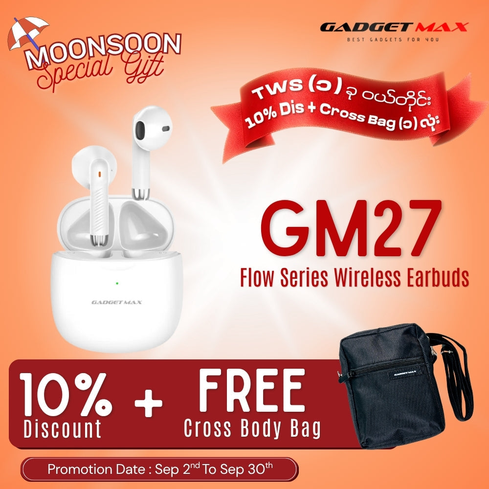 GADGET MAX GM27 Flow Series Bluetooth True Wireless Earbuds - White