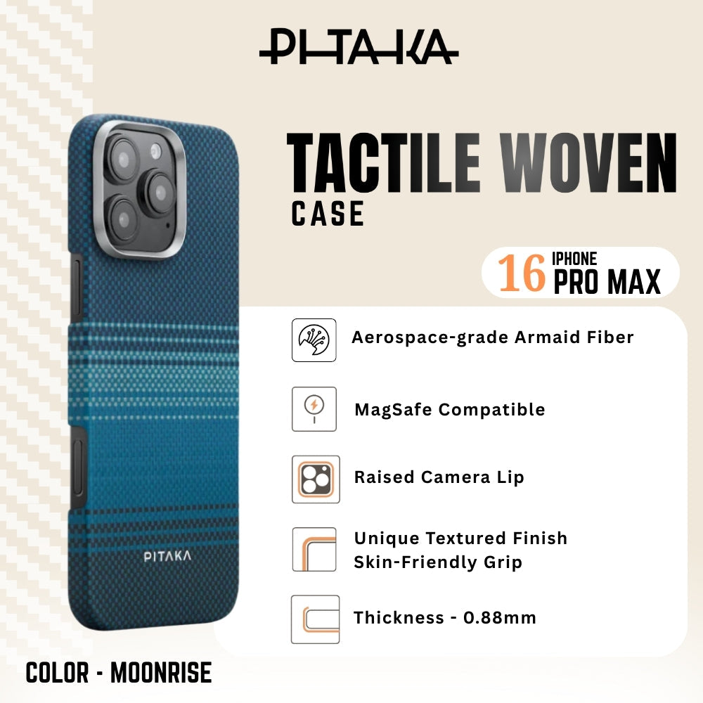 PITAKA - iPhone 16 Pro Max Case ( Sunset Moonrise Tactile Woven ) - Moonrise