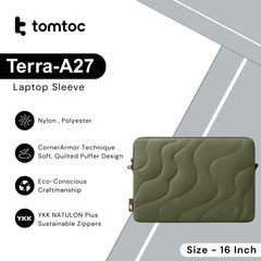 Tomtoc - Terra-A27 Laptop Sleeve ( 16 Inch ) - Greenlands