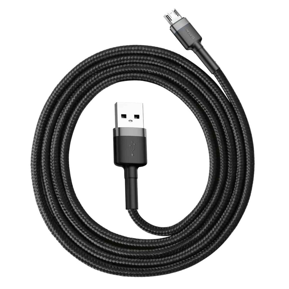 (Buy 1 Get 1) Baseus cafule Cable USB For Micro 2.4A 1m - Grey + Black