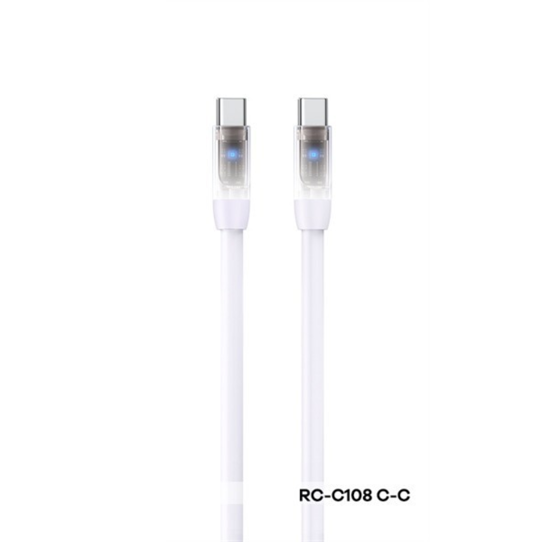 REMAX RC-C108 C-C Macha Series 5A Liquid Silicone Fast Charging Data Cable With Light Type-C to Type-C(White)