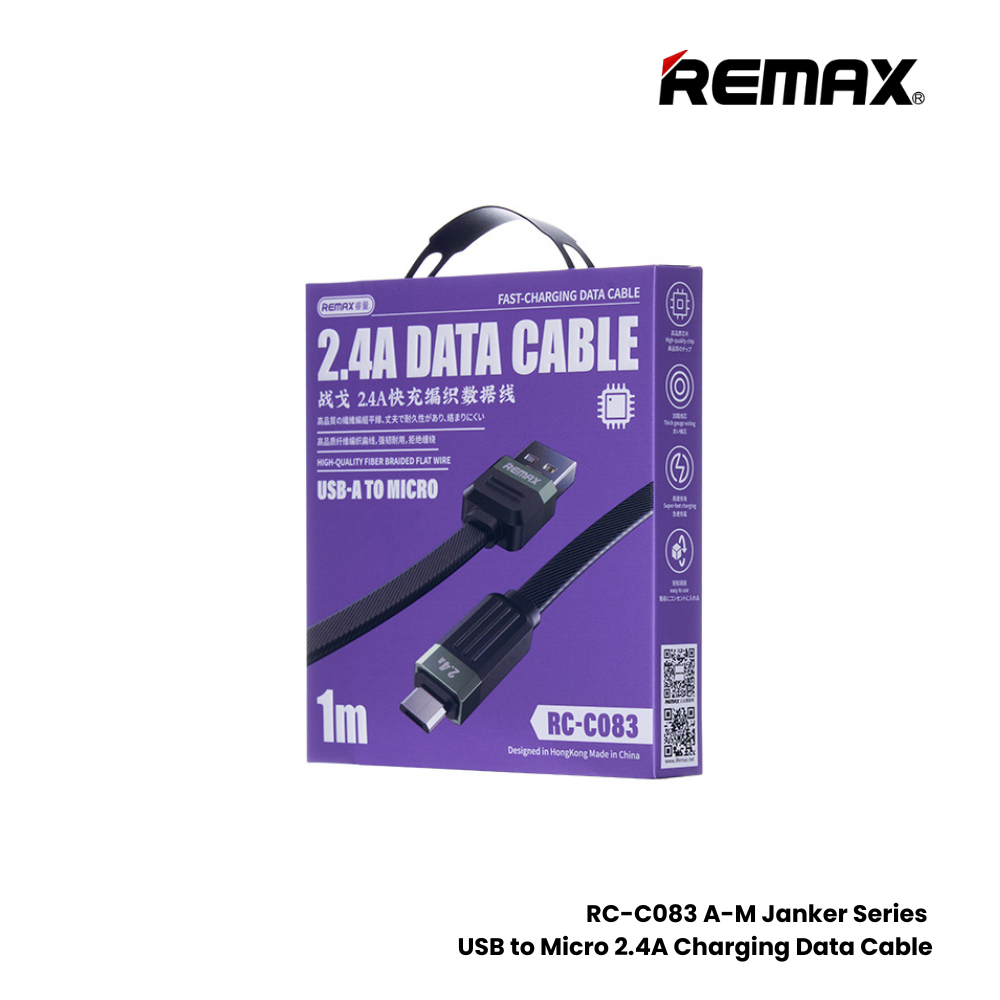 REMAX RC-C083 A-M Janker Series 2.4A USB to Micro Fast Charging Data Cable - Black