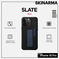 Skinarma iPhone 15 Pro 6.1" Slate (Grip-Stand) Case - Blue