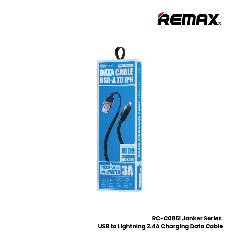 REMAX RC-C085 A-L Janker Series 2.4A USB to Lightning Fast Charging Data Cable - Black