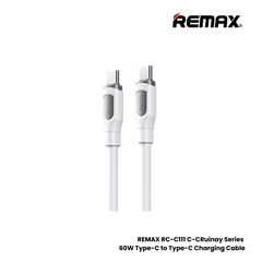 REMAX RC-C111 C-C Ruinay Series 60W Type-C to Type-C Fast Charging Cable - White