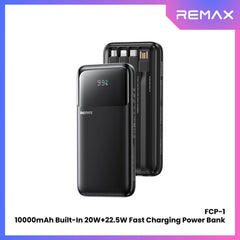 REMAX - FCP-1 10000mAh Built-In Cable Fast Charging Power Bank ( PD20W + QC22.5W ) - Black
