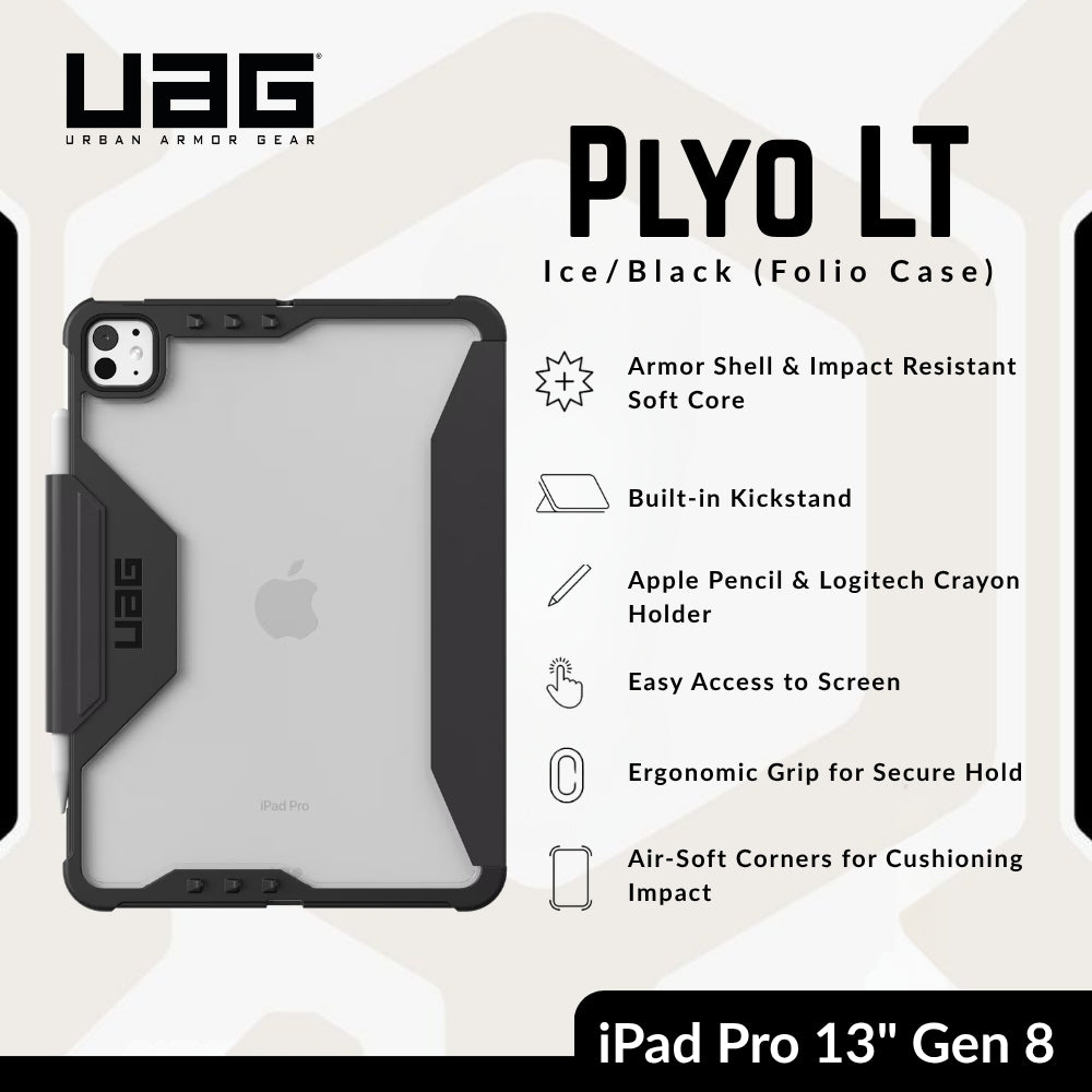 UAG -Plyo LT iPad Pro 13" (8th Gen) Folio Case - Ice/Black
