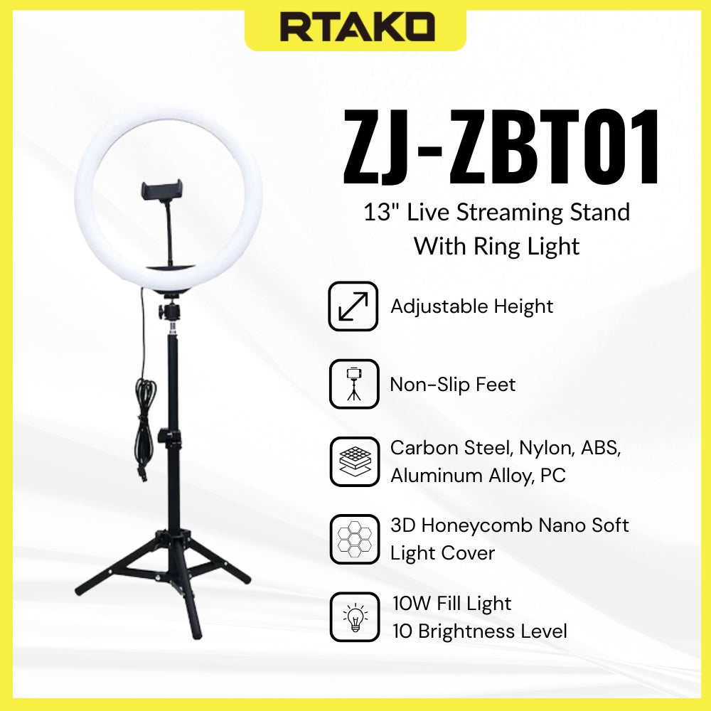 RTAKO - ZJ-ZBT01 13" Live Streaming Stand With Ring Light