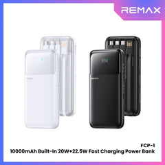 REMAX - FCP-1 10000mAh Built-In Cable Fast Charging Power Bank ( PD20W + QC22.5W ) - White