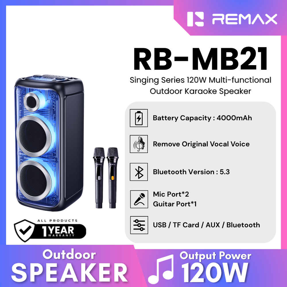 REMAX - RB-MB21 Singing Series 120W Multi-functional Outdoor Karaoke Speaker