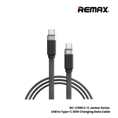 REMAX RC-C088 C-C Janker Series 30W Type-C to Type-C Fast Charging Data Cable - Black