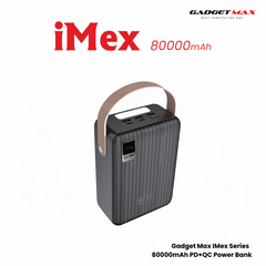 GADGET MAX GB80 iMEX Series 80000mAh PD+QC Fast Charging Power Bank(PD 22.5W) - Grey