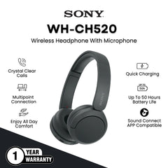 SONY - WH-CH520 Wireless Headphone With Microphone - Black
