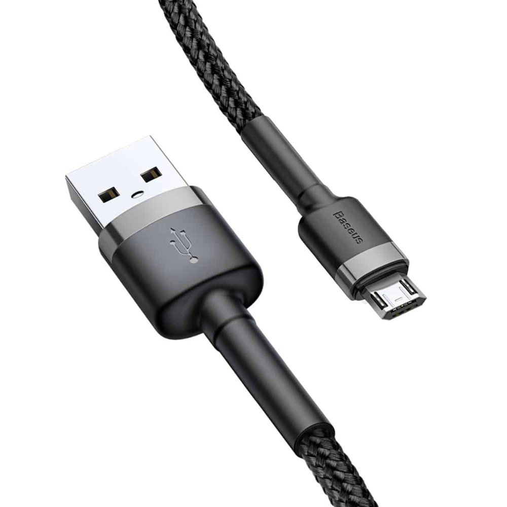 (Buy 1 Get 1) Baseus cafule Cable USB For Micro 2.4A 1m - Grey + Black