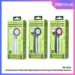 REMAX - RS-SF12 Semiconductor Digital Display Turbocharged Portable Handheld High-Speed Fan - Purple