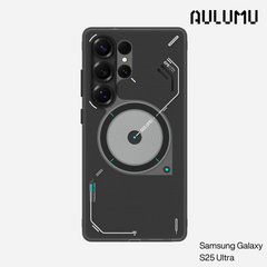 Aulumu - S25 Frosted Case for Samsung Galaxy S25 Ultra | Subtle Glow-in-the -Dark | Translucent Gray&White | Magnetic