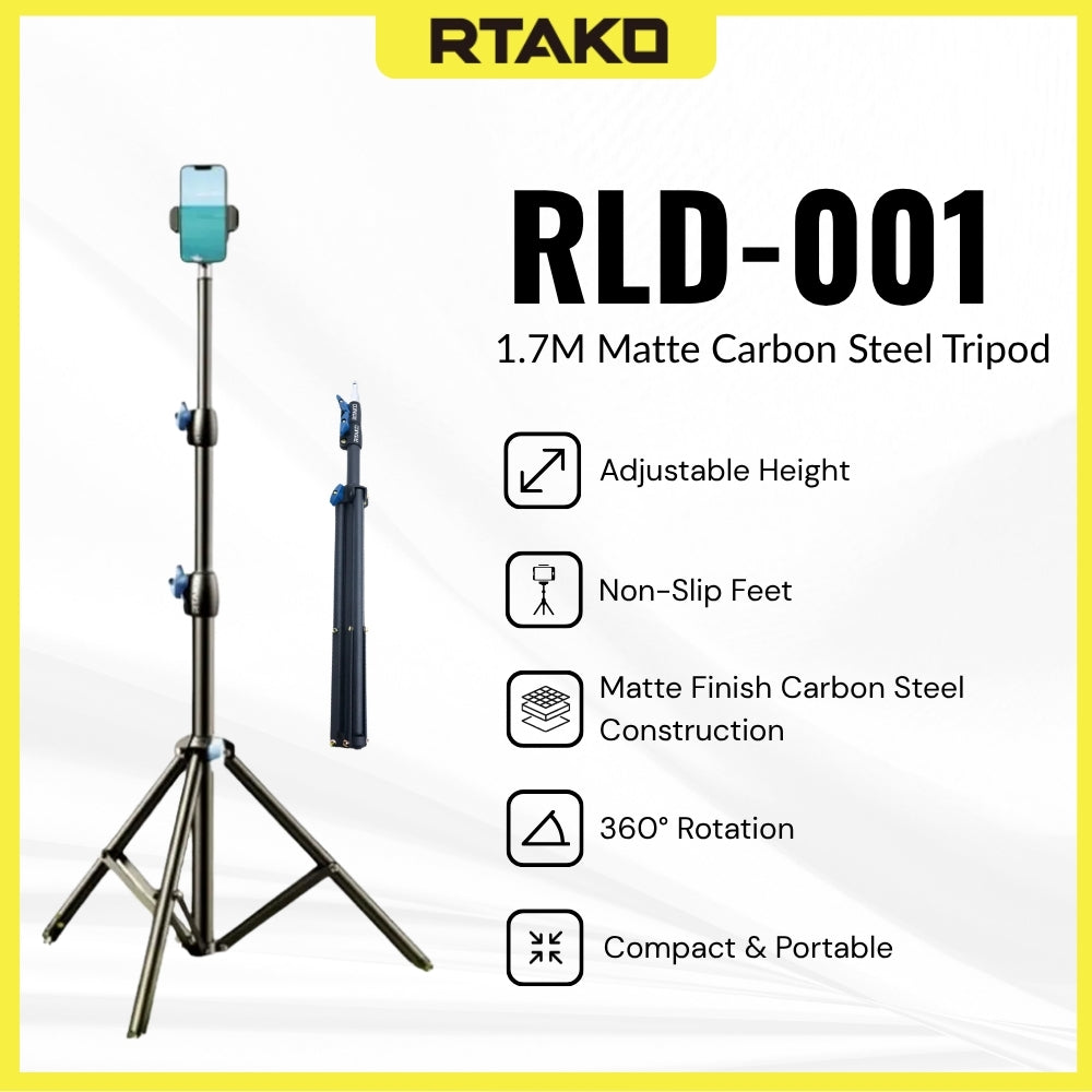Cb 1 Rld RTAKO - RLD-001 1.7M Matte Carbon Steel Tripod – besttrend-online