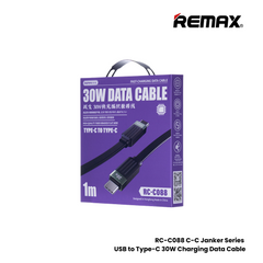 REMAX RC-C088 C-C Janker Series 30W Type-C to Type-C Fast Charging Data Cable - Black