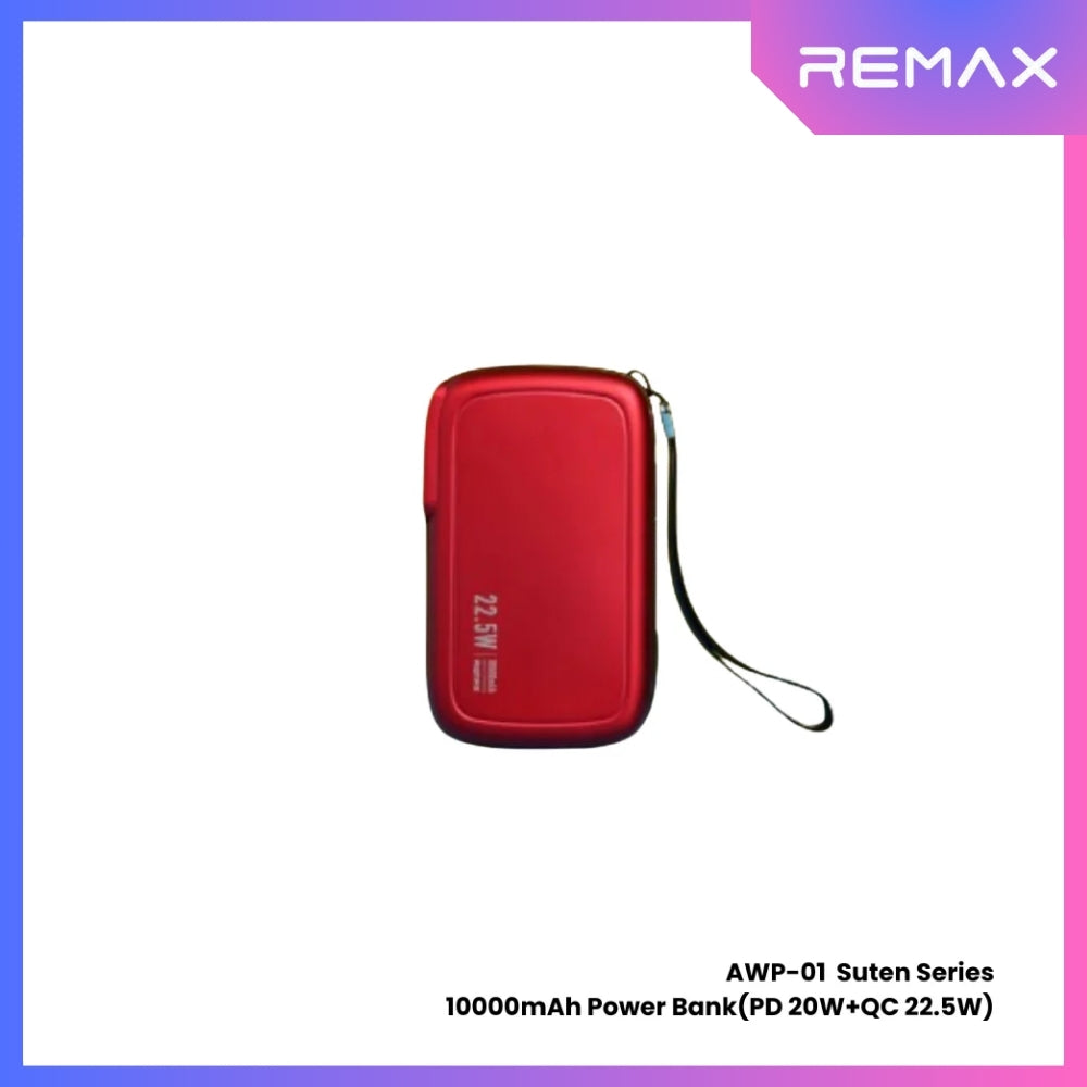 REMAX AWP-01 Suten Series 10000mAh All-in-one PD+QC Magnetic Wireless Power Bank(PD 20W+QC 22.5W) - Red