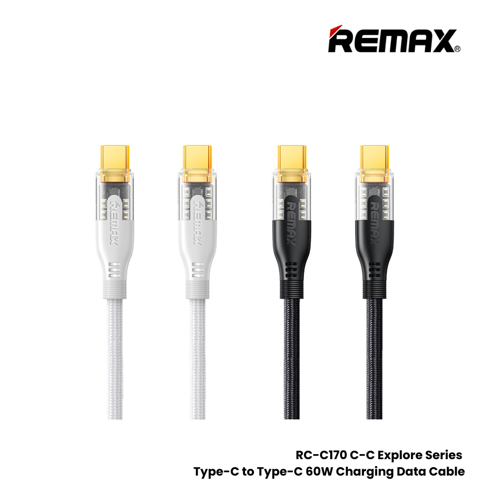 REMAX RC-C170 C-C Explore Series 60W Type-C to Type-C Fast Charging Data Cable - White