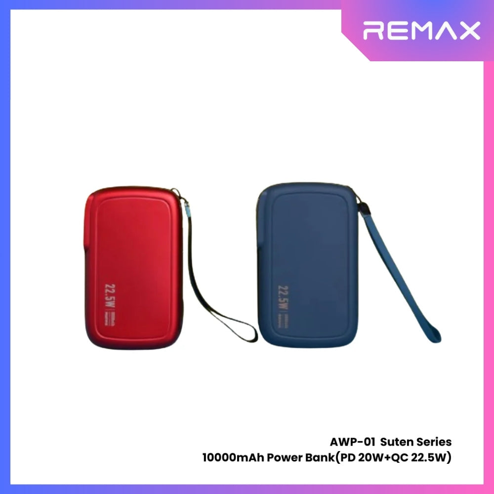 REMAX AWP-01 Suten Series 10000mAh All-in-one PD+QC Magnetic Wireless Power Bank(PD 20W+QC 22.5W) - Red