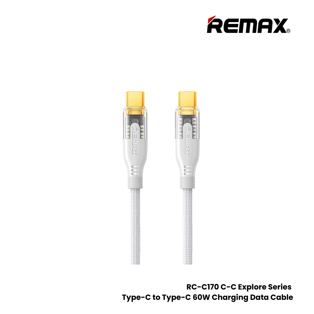 REMAX RC-C170 C-C Explore Series 60W Type-C to Type-C Fast Charging Data Cable - White