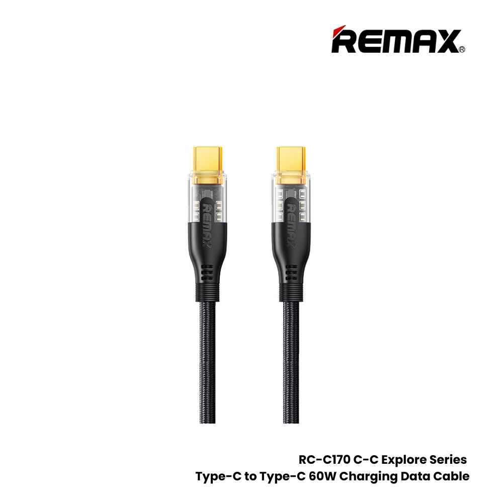 REMAX RC-C170 C-C Explore Series 60W Type-C to Type-C Fast Charging Data Cable - Black