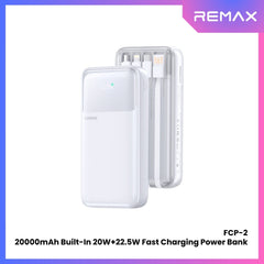 REMAX - FCP-2 20000mAh Built-In Cable Fast Charging Power Bank ( PD20W + QC22.5W ) - White