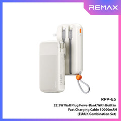 REMAX - RPP-E5 10000mAh PD+QC Fast Charging Cabled Power Bank (PD20W+QC22.5W) - White