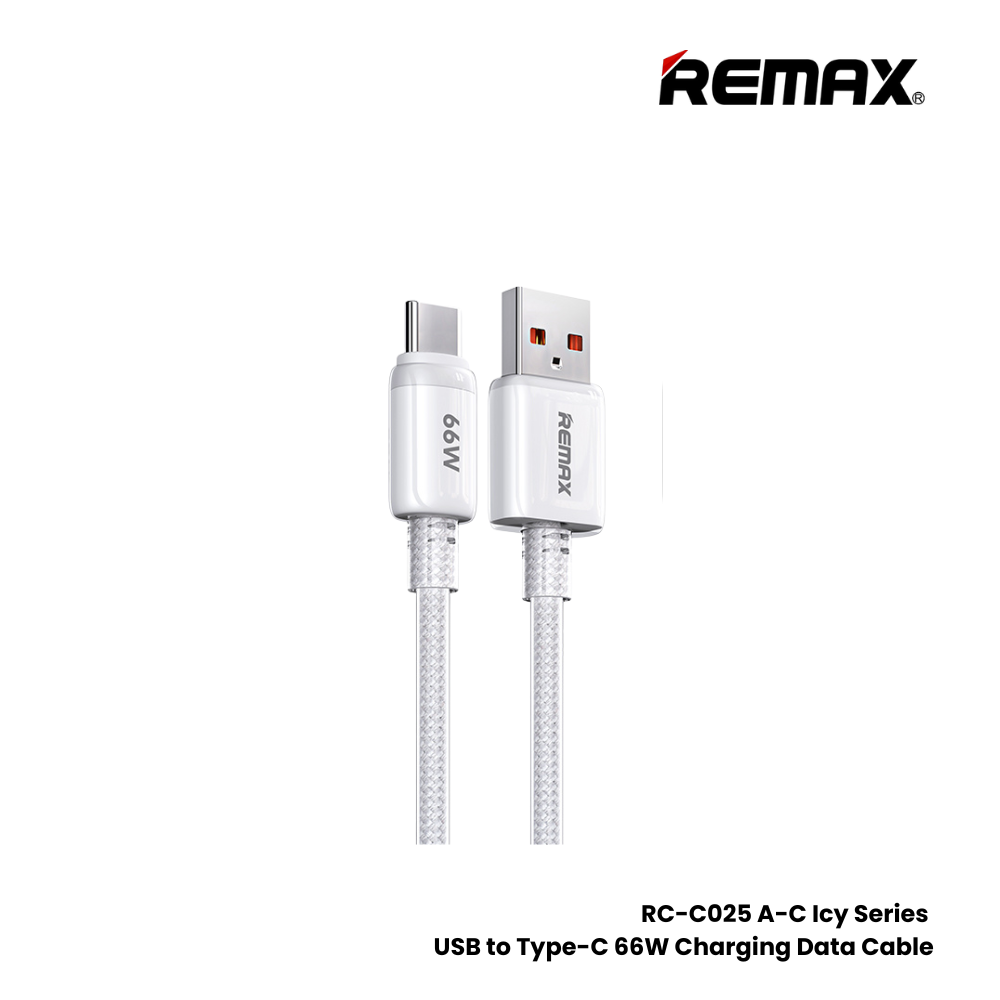 REMAX RC-C025 A-C Icy Series 66W USB to Type-C Fast Charging Data Cable - White