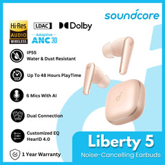 ANKER - SOUNDCORE Liberty 5 Noise-Cancelling Bluetooth Earbuds - Gold