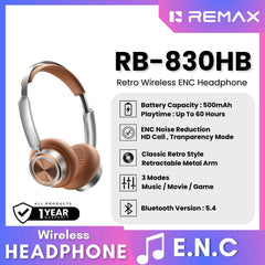 REMAX - RB-830HB Retro Wireless Portable Headphone - Brown