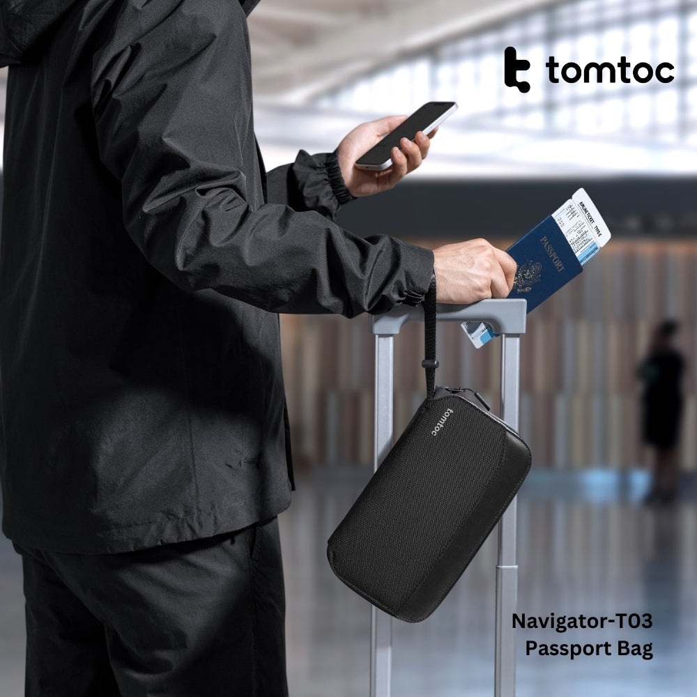 TOMTOC - Navigator-T03 Passport Holder - Black