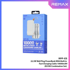 REMAX - RPP-E5 10000mAh PD+QC Fast Charging Cabled Power Bank (PD20W+QC22.5W) - White