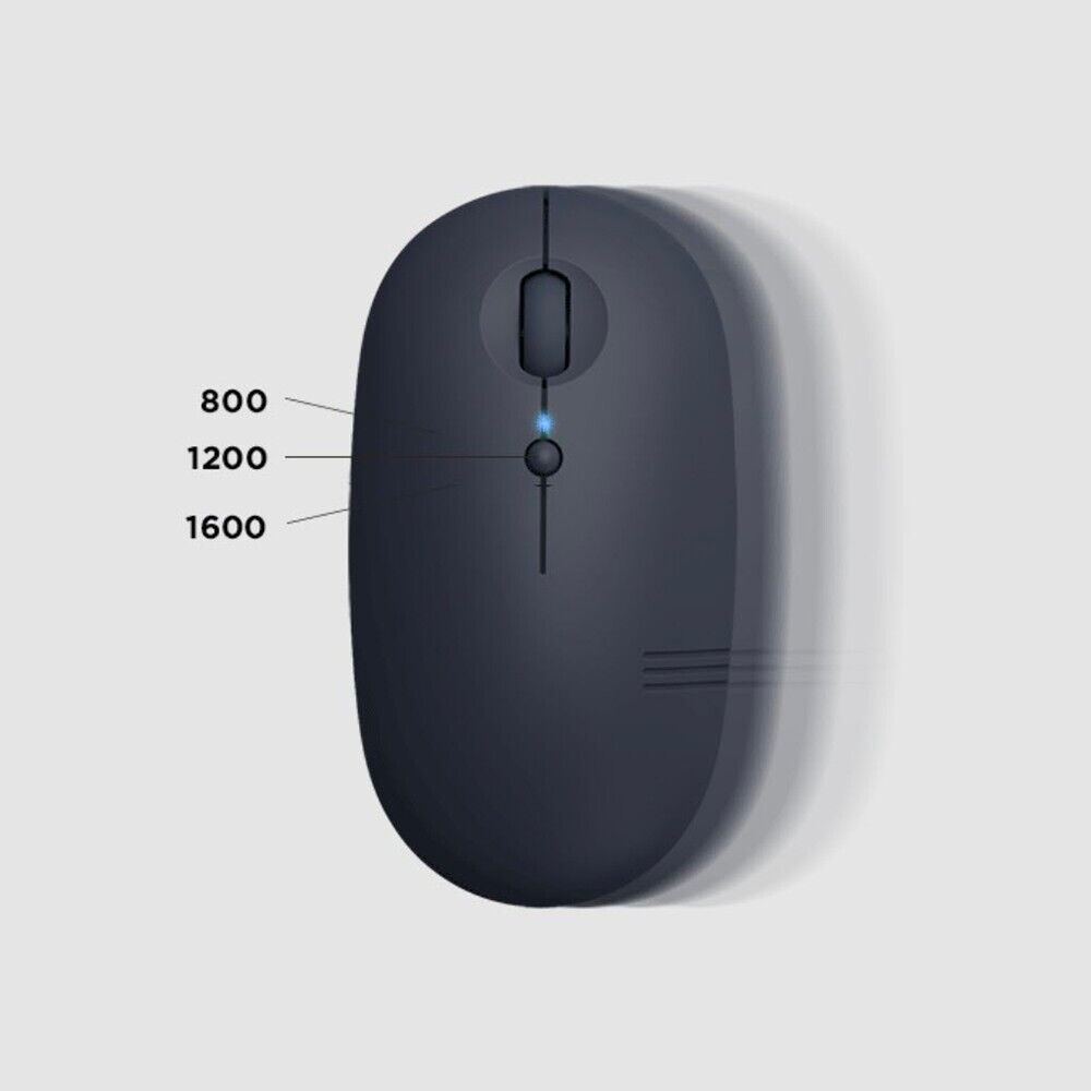 Actto LED Bluetooth Low Noise Optical Mouse Soft Curve 3-Step DPI Bluetooth 5.2(Navy)