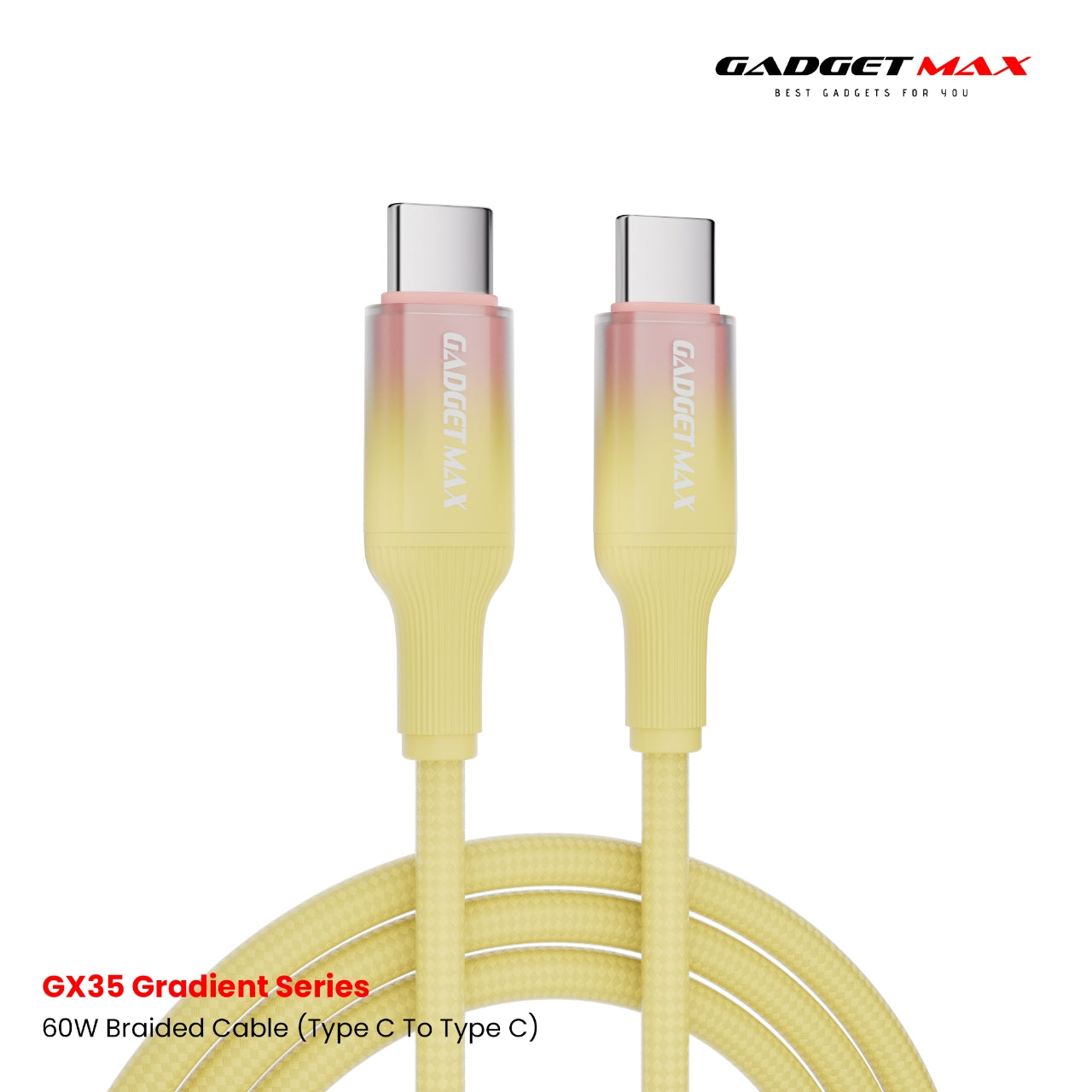 Gadget Max - GX35 C-C Gradient Series PD Fast Charging Data Cable (60W) - Yellow