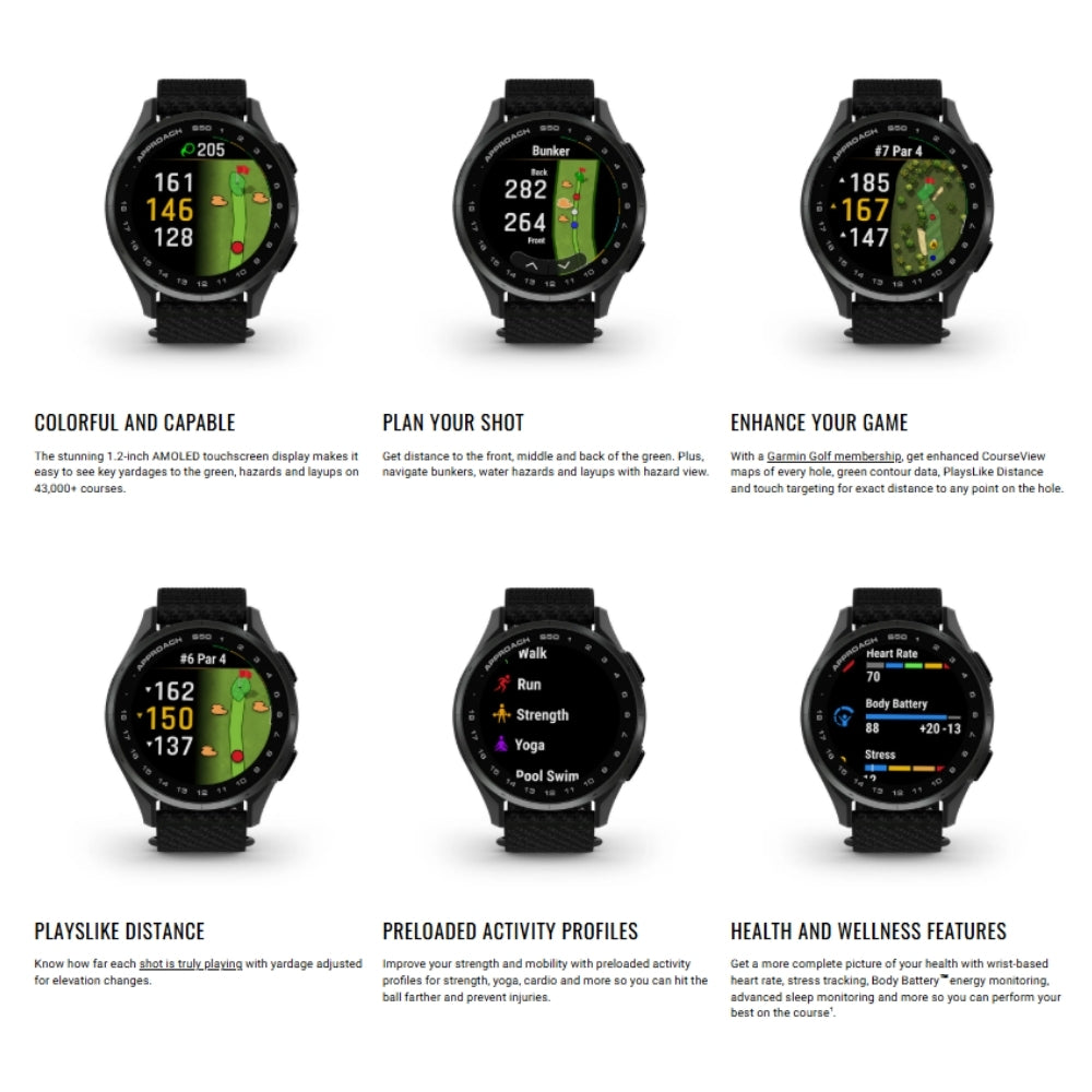 GARMIN - Approach® S50 Smart Watch (43mm) - Black