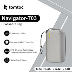 TOMTOC - Navigator-T03 Passport Holder - Grey