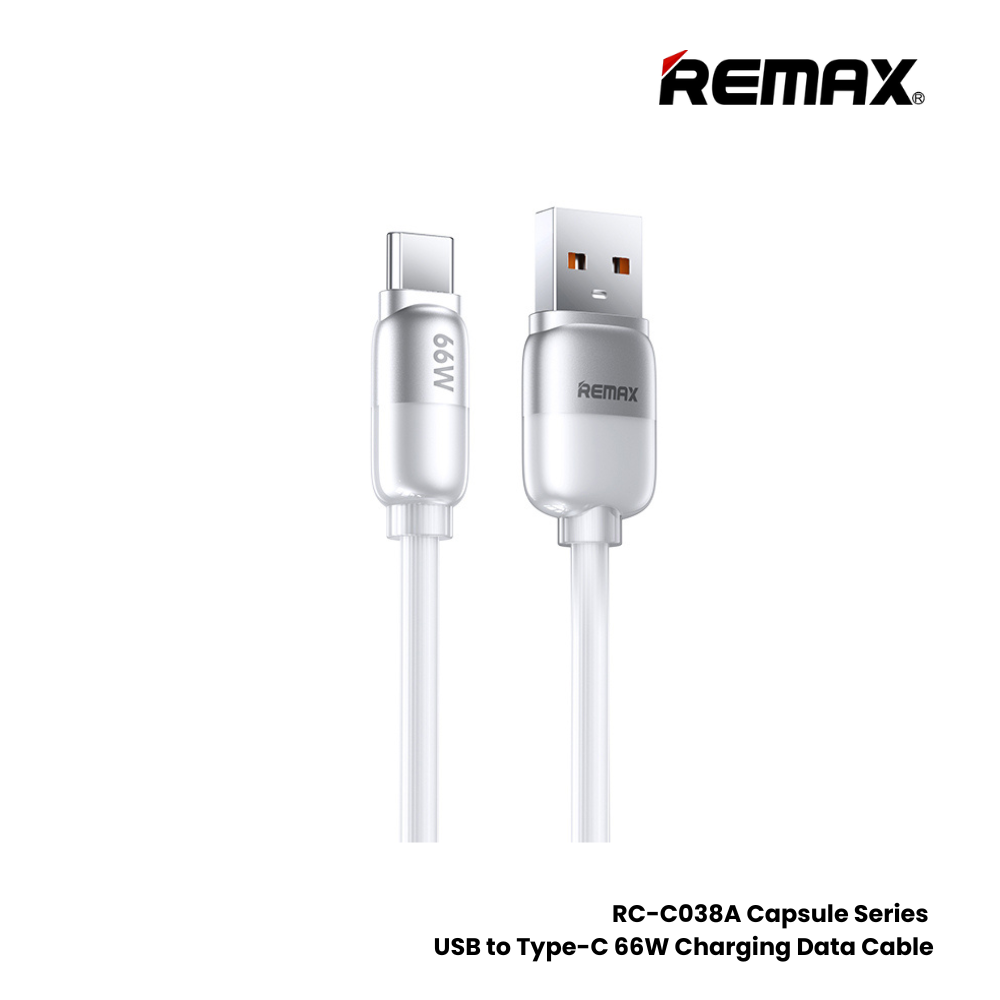 REMAX RC-C038A Capsule Series 66W USB to Type-C Fast Charging Data Cable - White