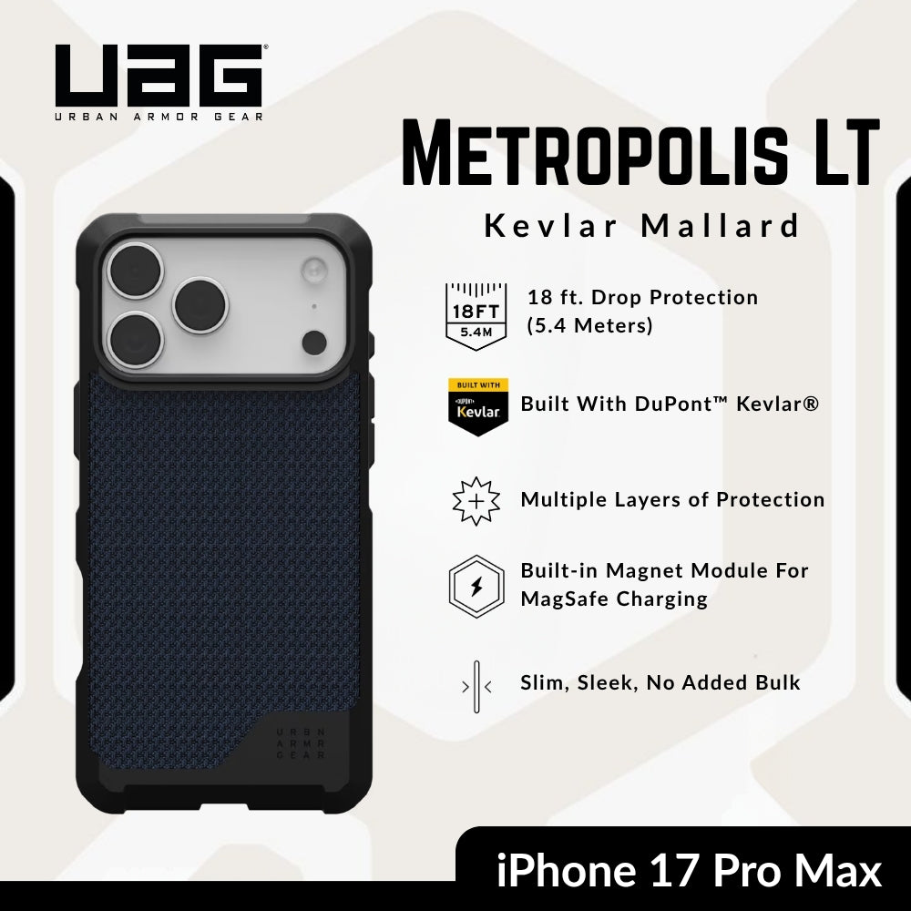 UAG - Metropolis LT Kevlar Case For iPhone 17 Pro Max - Kevlar Mallard