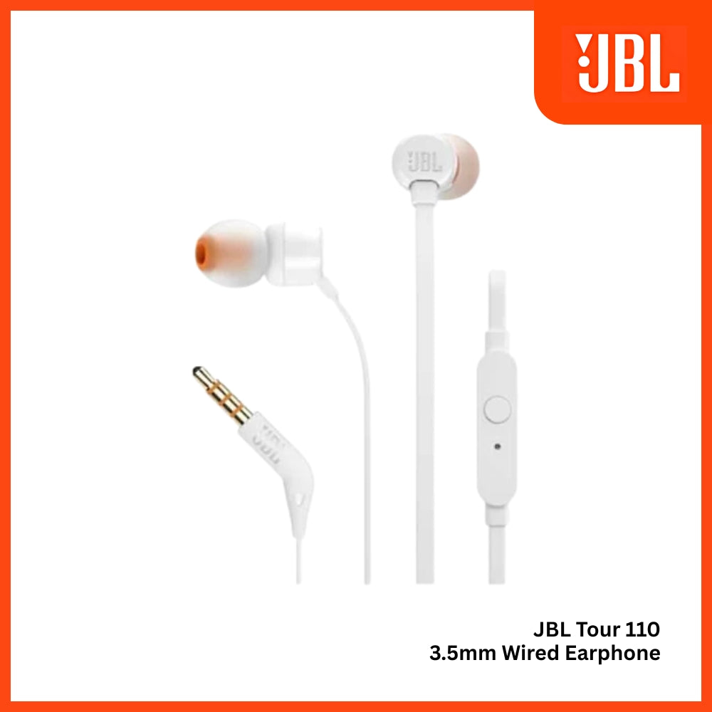 JBL - TUNE 110 3.5mm Wired Earphone - White