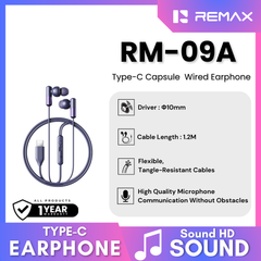 REMAX - RM-09A Type-C Capsule Wired Earphone - Blue