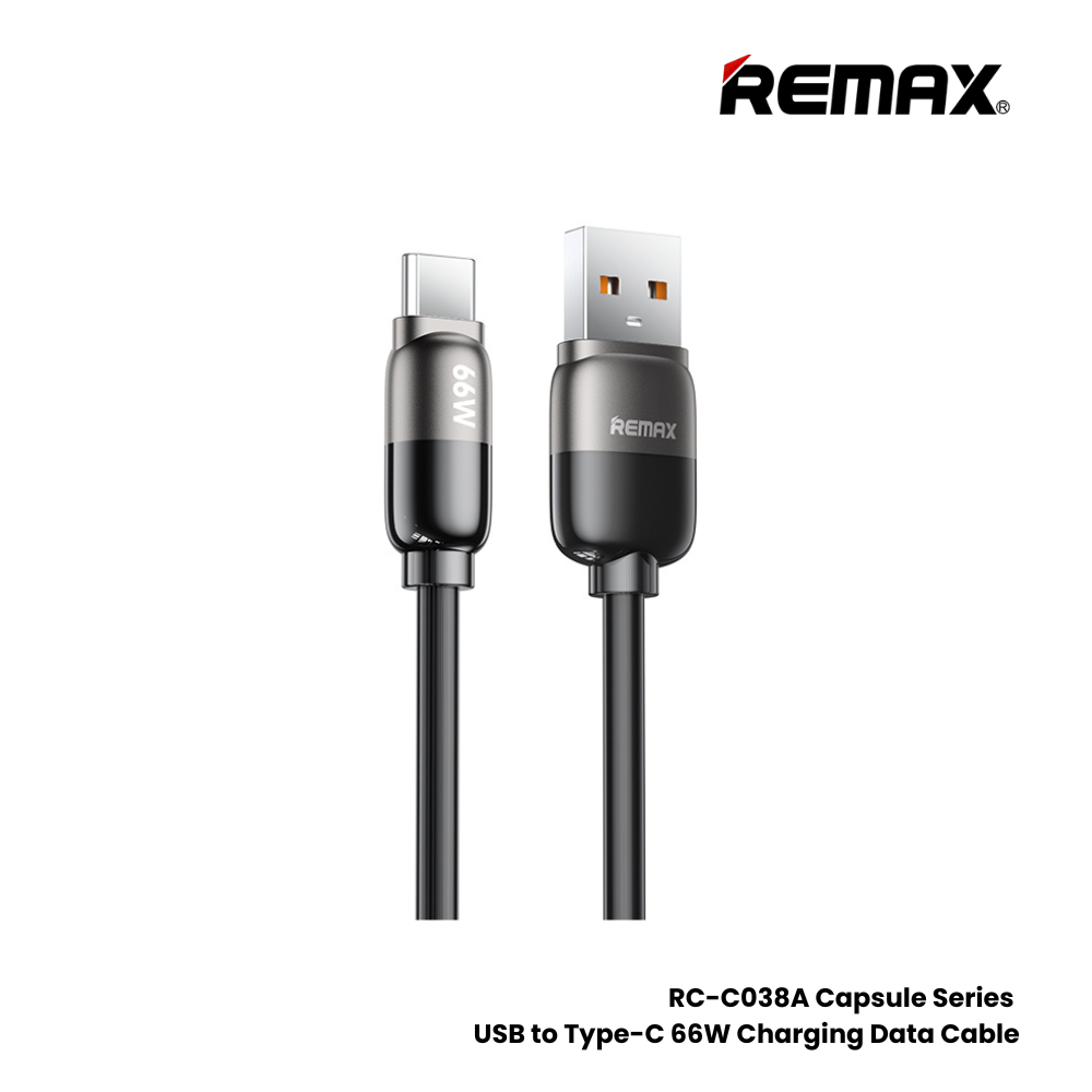 REMAX RC-C038A Capsule Series 66W USB to Type-C Fast Charging Data Cable - Black