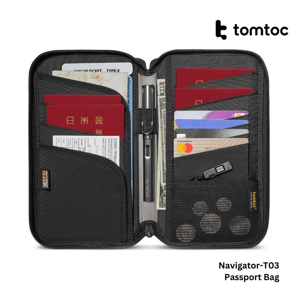 TOMTOC - Navigator-T03 Passport Holder - Grey